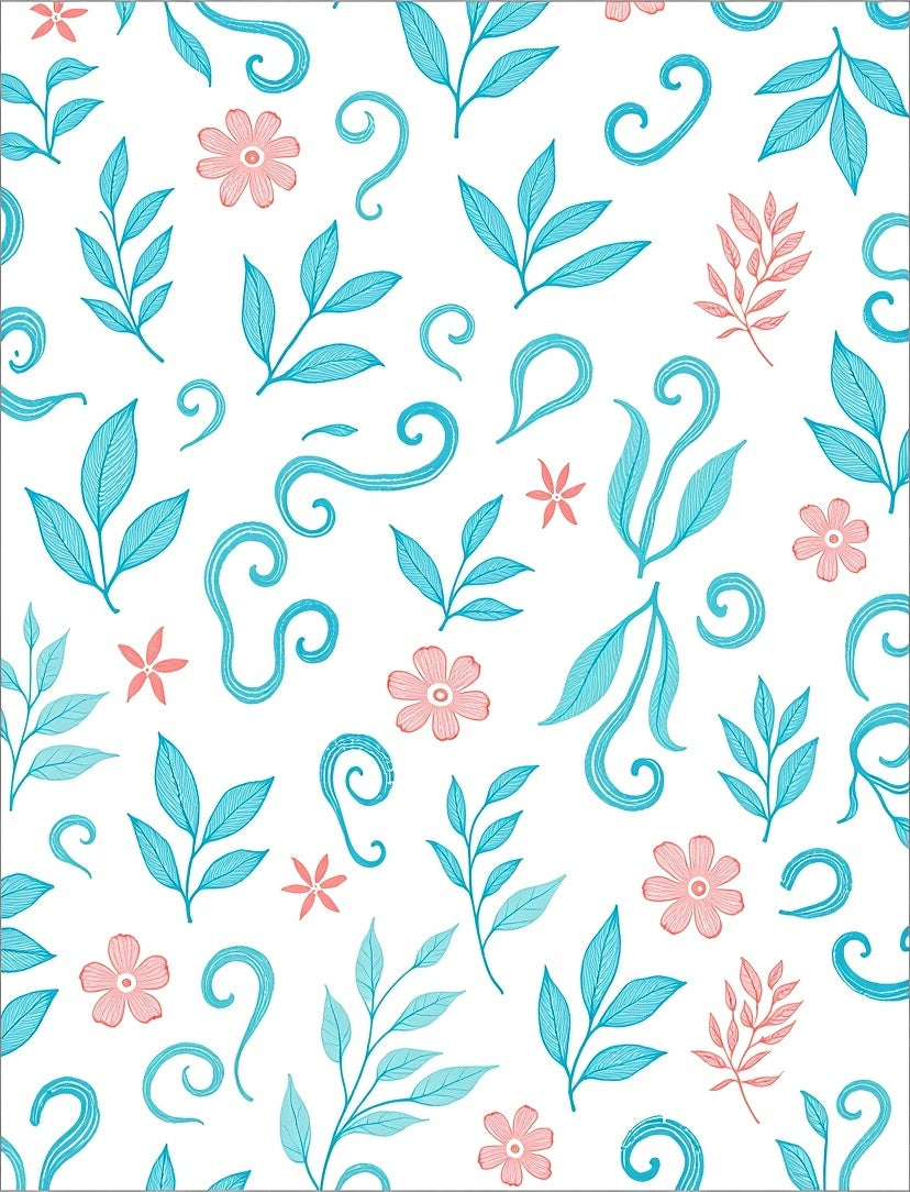 Whimsical Floral Leaf Swirl Pattern Rug