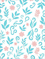 Whimsical Floral Leaf Swirl Pattern Rug