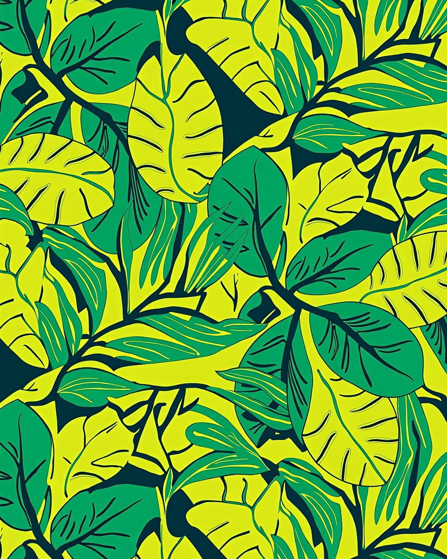 Vibrant Green Leaf Pattern Design Rug