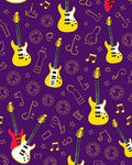 Yellow Electric Guitars Musical Notes Pattern Rug