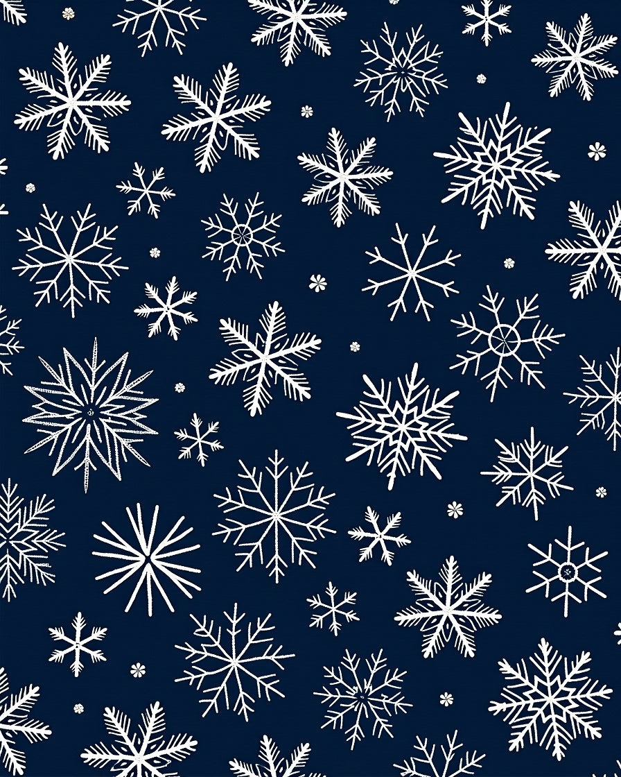 White Snowflake Pattern on Navy Background Rug
