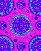 Vibrant Pink Blue Mandala Stars Rug