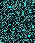 Aqua Swirl Abstract Geometric Black Rug