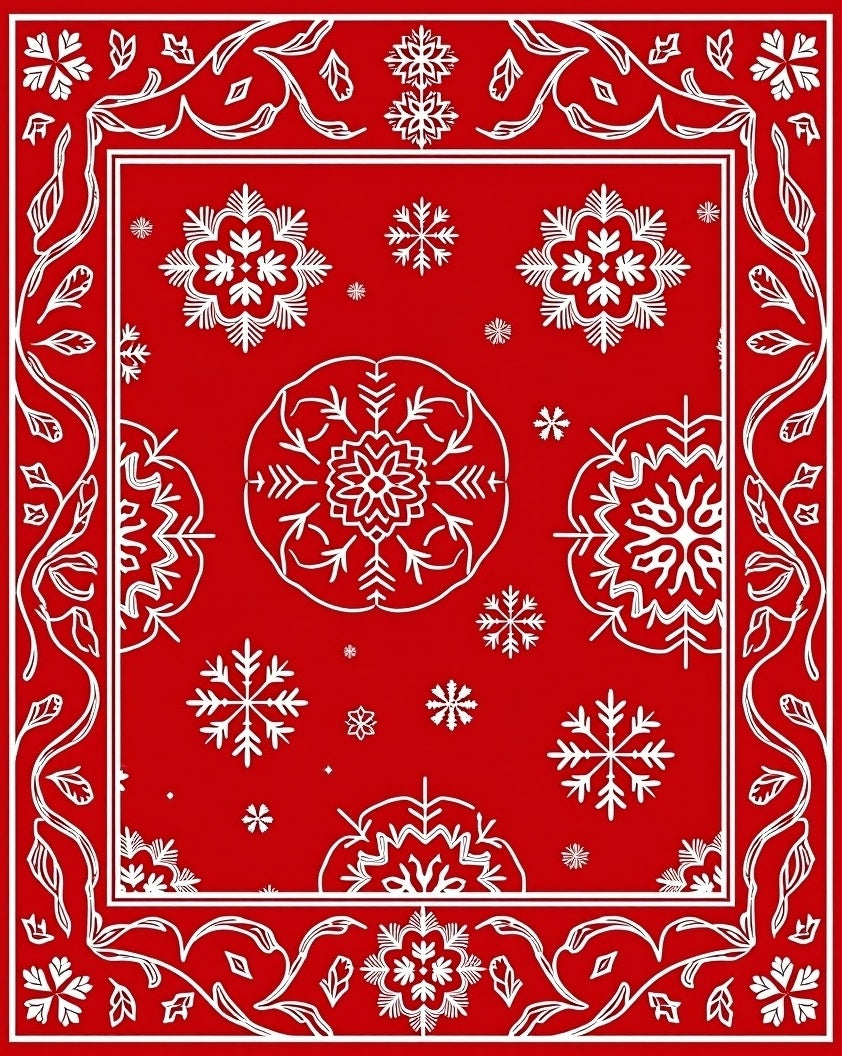 Red Snowflakes Filigree Design Rug