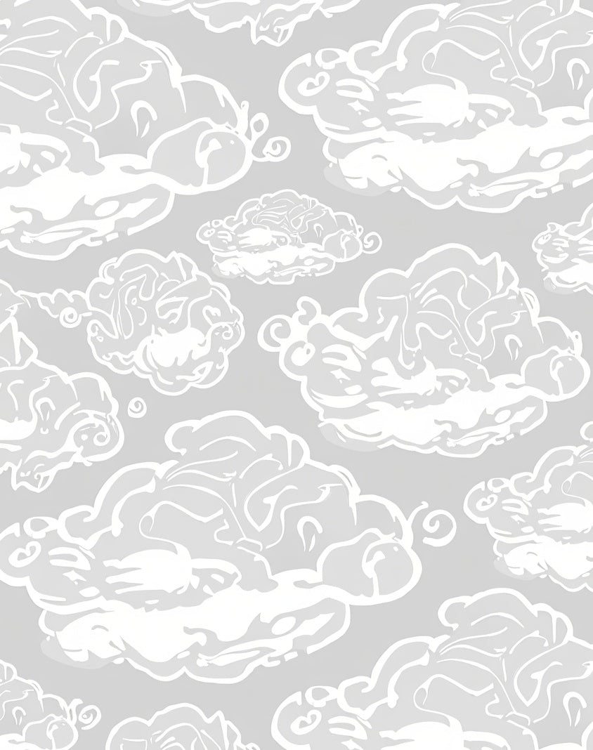 Whimsical White Cloud Patterned Ground Rug