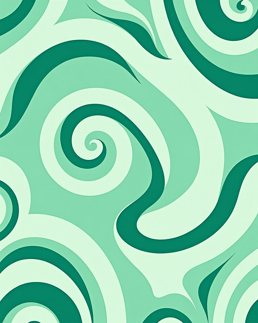 Swirling Abstract Teal Mint Design Rug