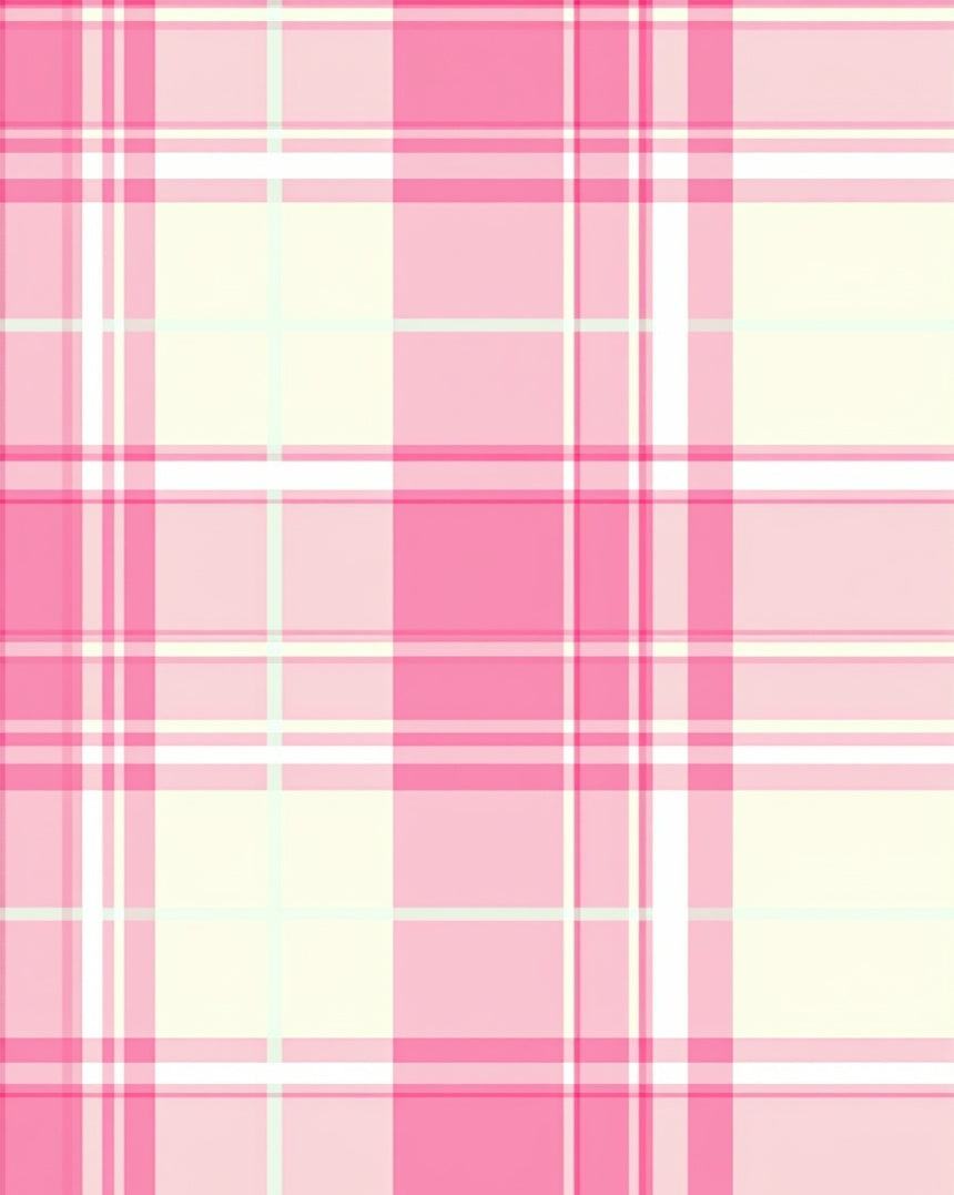 Pink White Plaid Geometric Pattern Rug