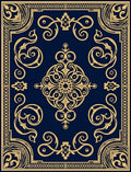 Opulent Gold Arabesque Navy Rug