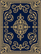 Opulent Gold Arabesque Navy Rug