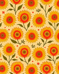Retro Floral Sunburst Pattern Rug