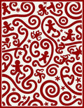 Red Swirls Figures Playful Pattern Rug