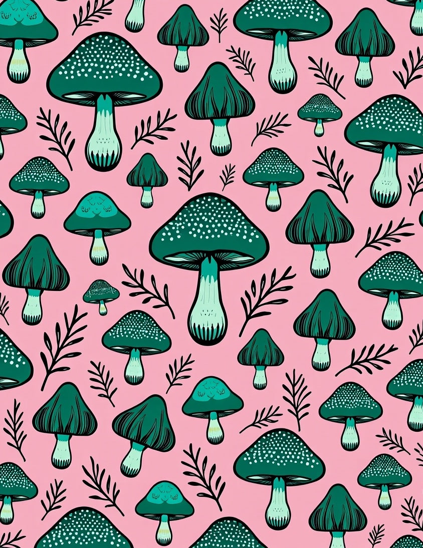 Whimsical Teal Mushroom Forest Rug
