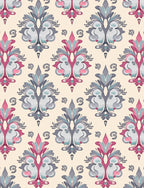 Damask Floral Pattern with Pink Accents Rug