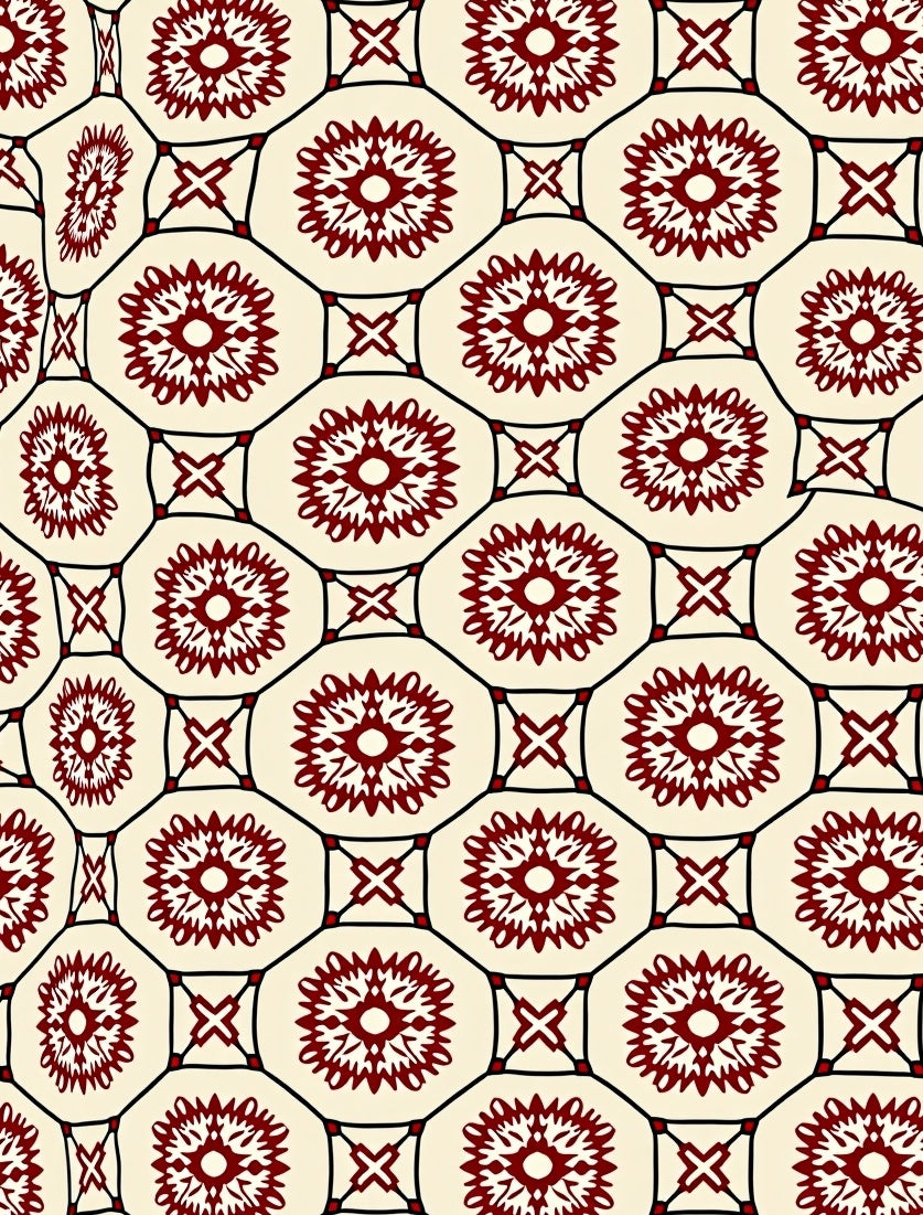 Antique Floral Octagon Pattern Rug