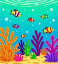 Colorful Ocean Fish Coral Pattern Rug