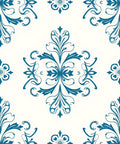 Classic Teal Floral Scrollwork Pattern Rug