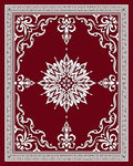 Ornate Burgundy White Floral Design Rug
