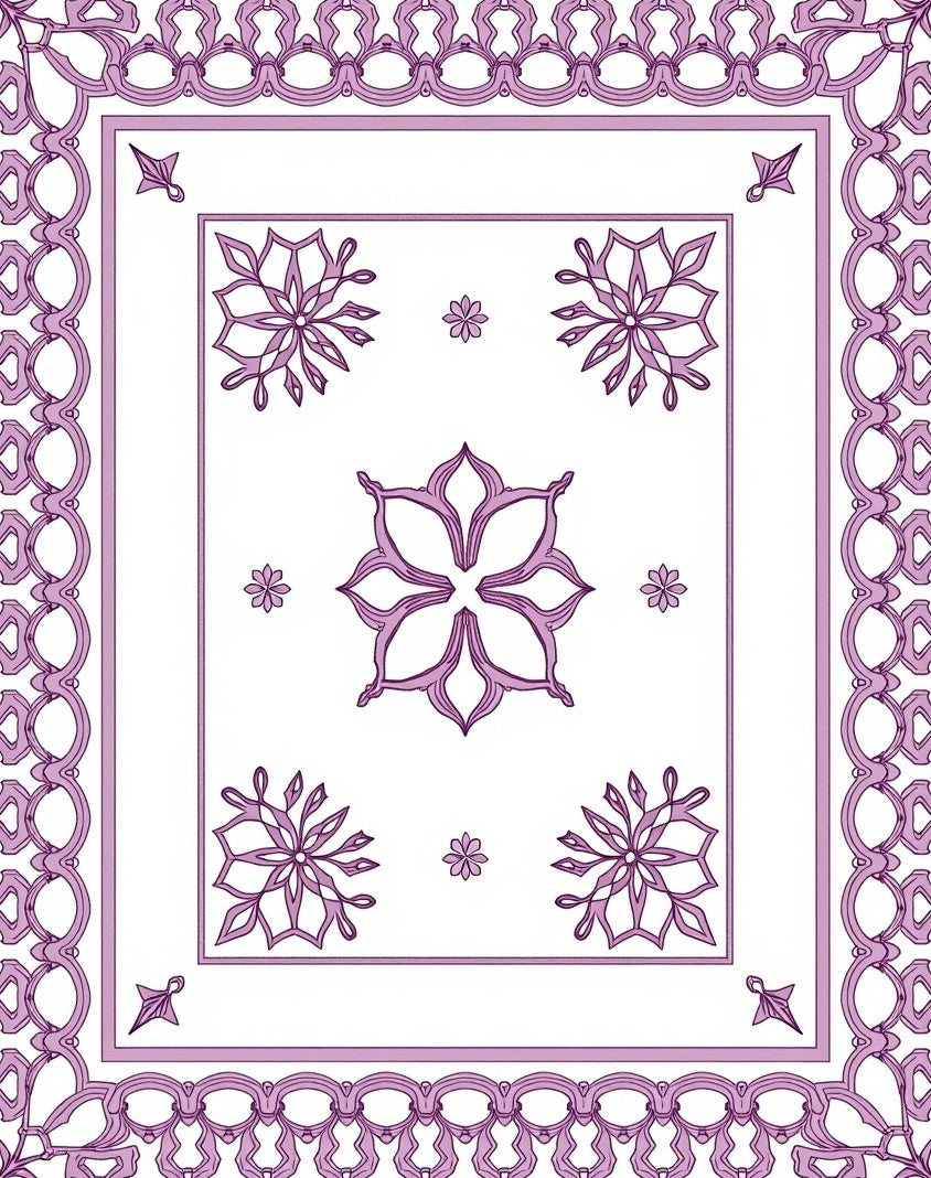 Ornate Purple Floral Medallion Rug
