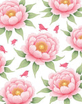 Pink Peony and Bird Pattern Rug
