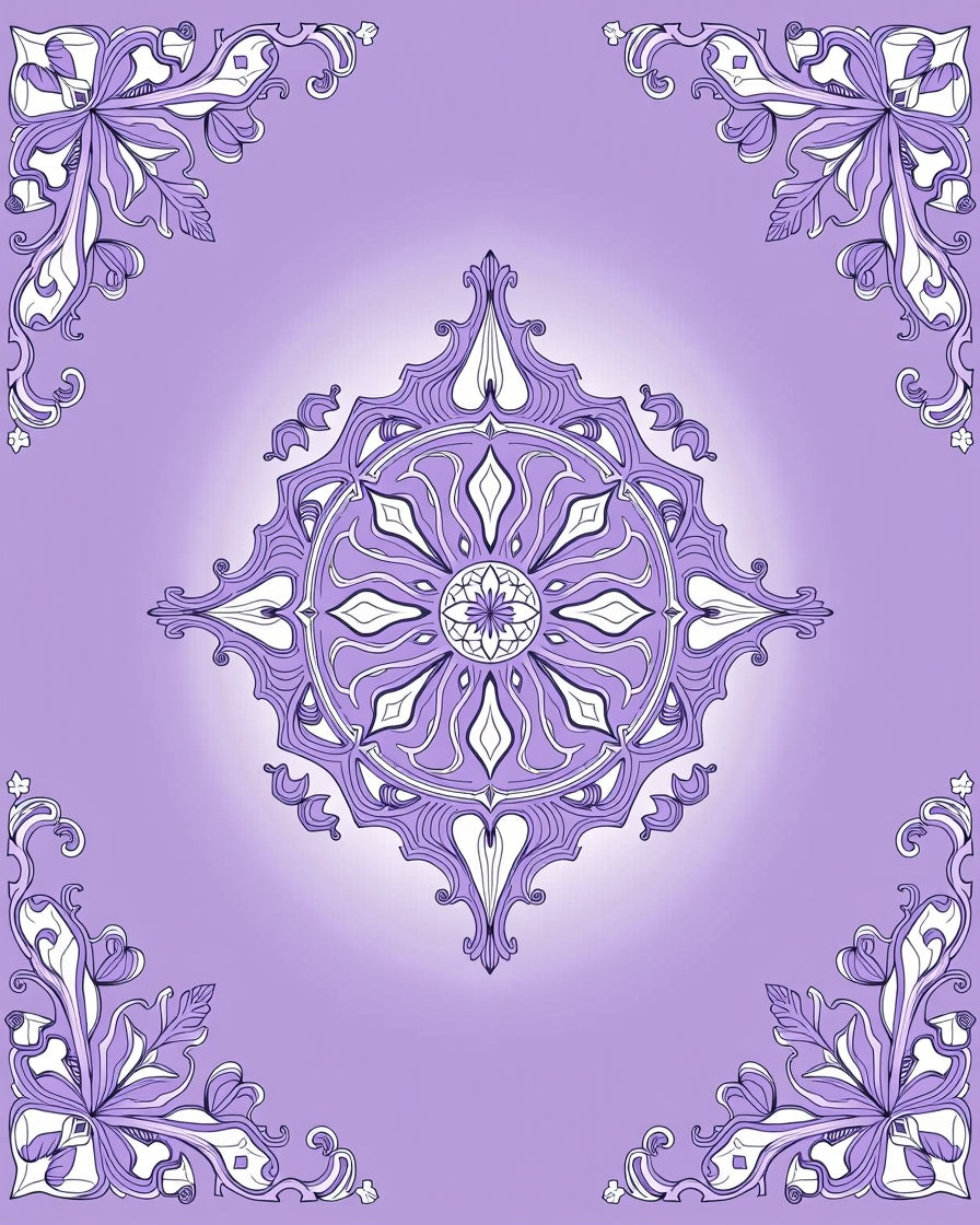 Mandala Pattern Floral Filigree Design Rug