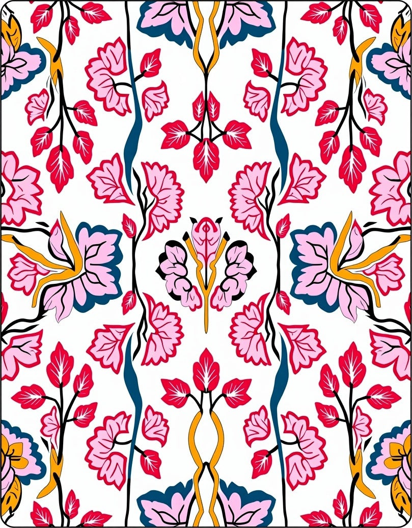 Vibrant Floral Vines Pattern Rug