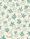 Delicate Teal Leaf Flourish Pattern Rug
