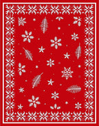 Red Snowflake Pine Branch Medley Rug