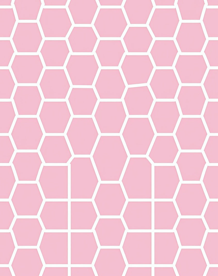 Pink Hexagon Geometric Pattern Rug