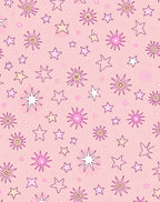 Pink Starburst and Floral Pattern Rug