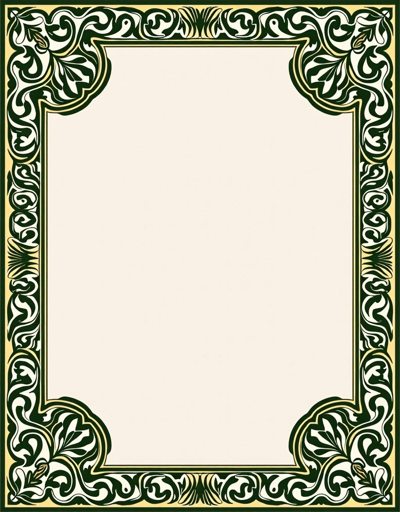 Elegant Dark Green Floral Scroll Pattern Rug