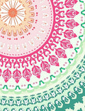 Mandala Floral Pattern With Pink Green Rug