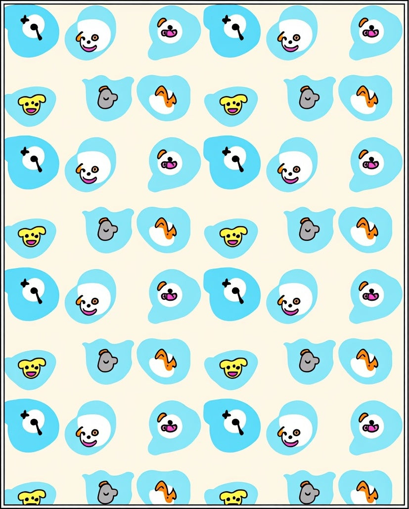 Cute Cartoon Animal Icons Pattern Rug