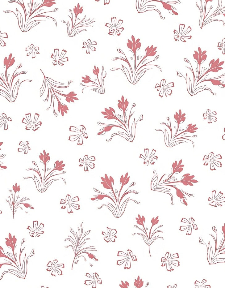 Pink Floral Botanical Pattern Rug