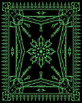 Neon Green Ornamental Floral Border Rug