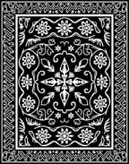 Elaborate Black White Floral Mandala Rug