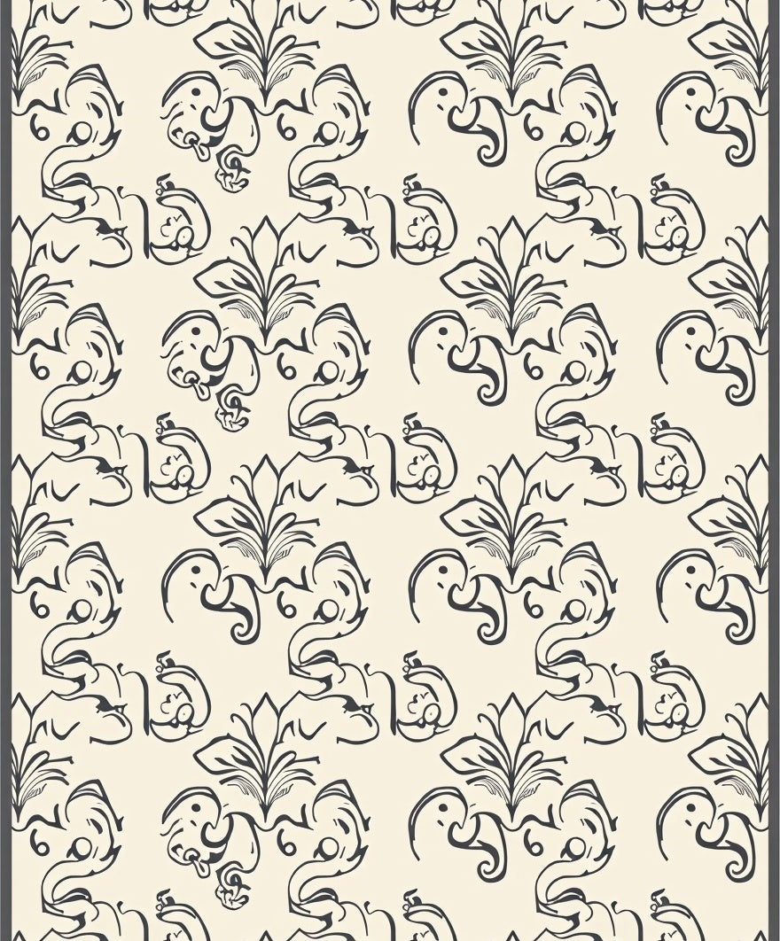 Classic Floral Elephant Motif Design Rug