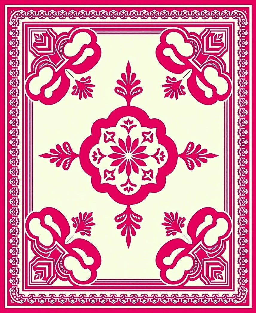 Elegant Floral Symmetry Design Rug