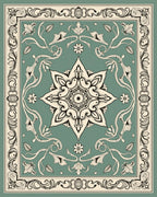 Ornate Floral Star Patterned Vintage Rug