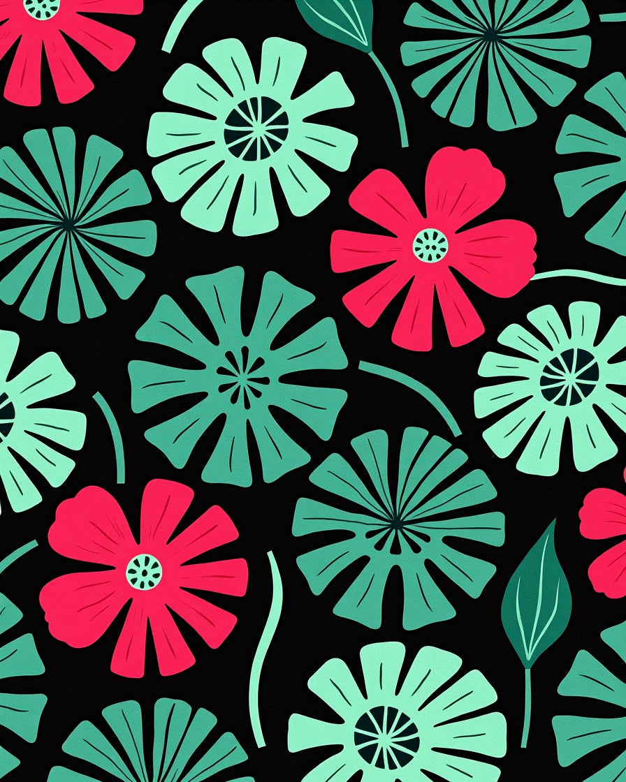 Coral Mint Vintage Floral Medallion Rug