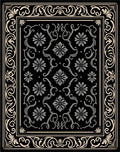 Classic Black Floral Scroll Design Rug