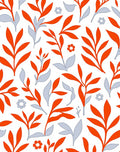 Orange Floral Leaf Pattern Design Rug
