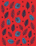 Tropical Leaf Pattern With Star Accents Rug
