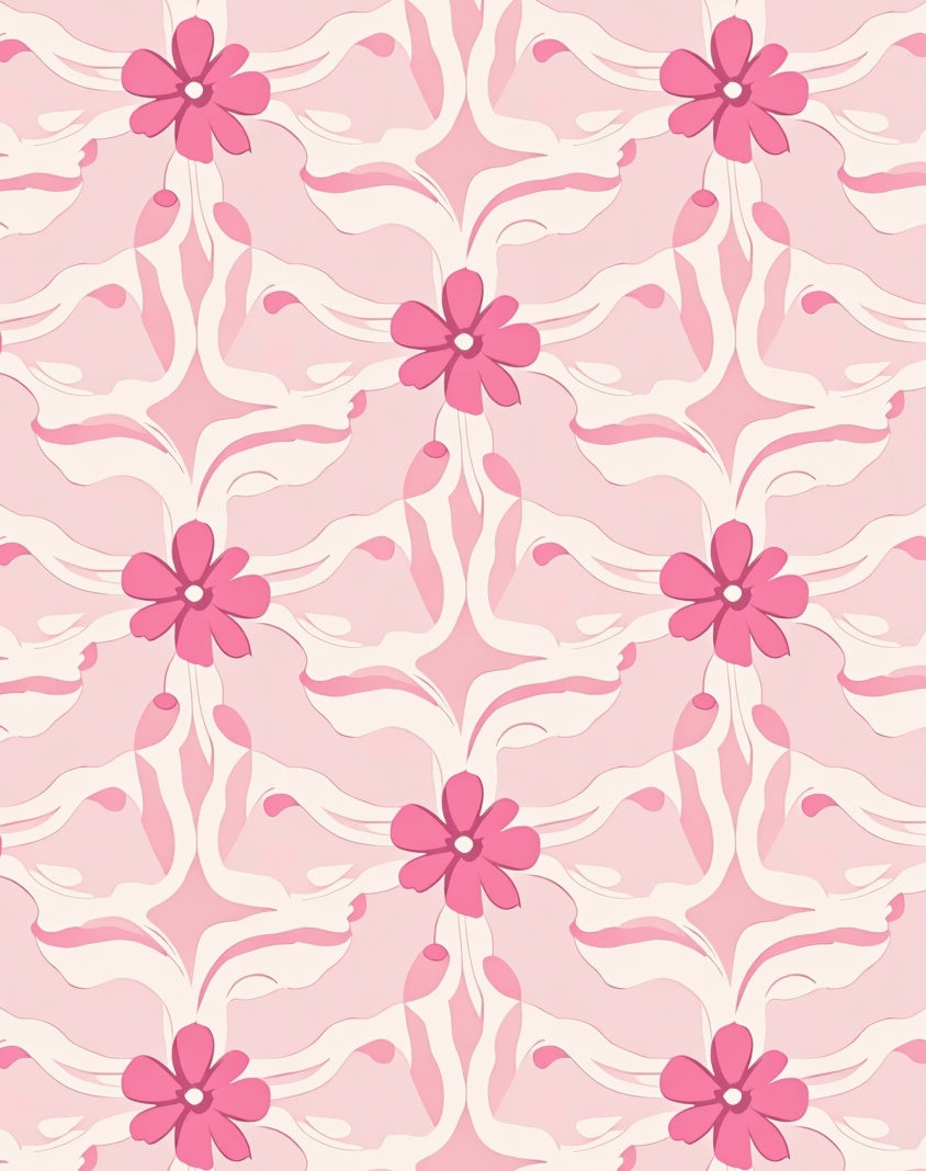 Pink Floral Repeating Pattern Design Rug