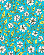 Bright Floral Pattern With Leafy Vines Rug