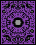 Purple Black Floral Medallion Pattern Rug