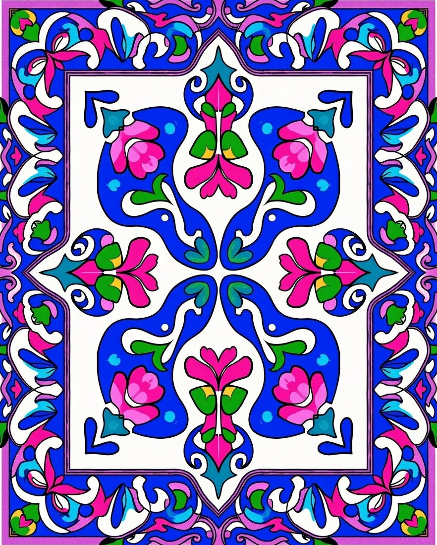 Vibrant Floral Mandala Pattern Rug