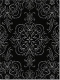 Ornate Gray Floral Damask Pattern Rug