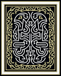 Intricate Black Yellow Abstract Design Rug