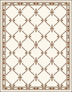 Ornate Cream Lattice Floral Rug