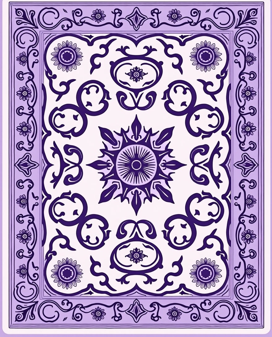 Purple Floral Vintage Patterned Rug